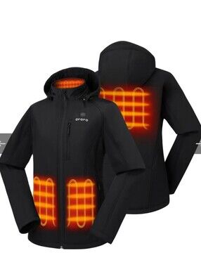 Ororo Heated Black Softshell Jacket with Detachable Hood